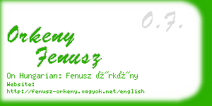 orkeny fenusz business card